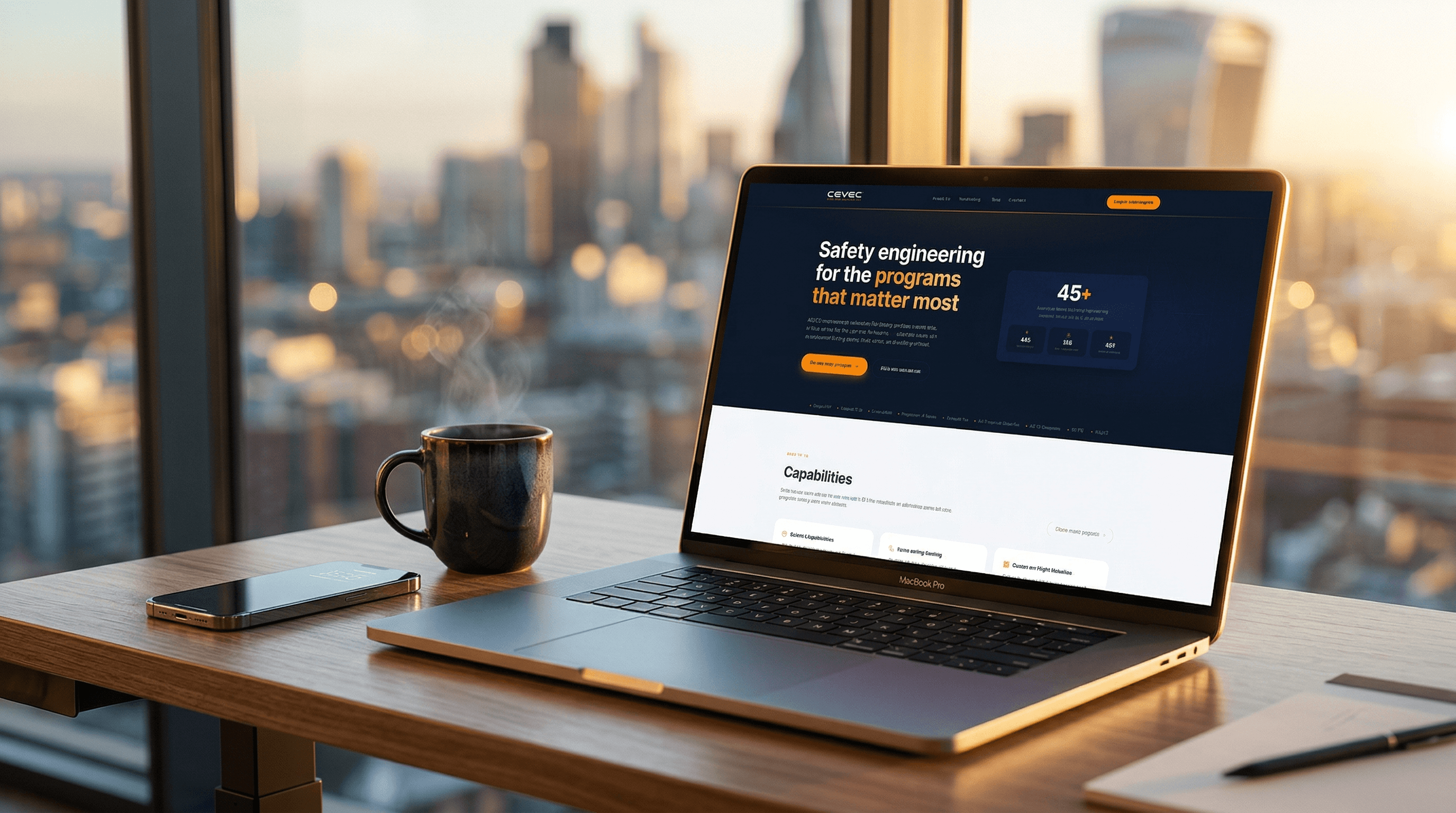 Dark-theme CETEC website on desktop