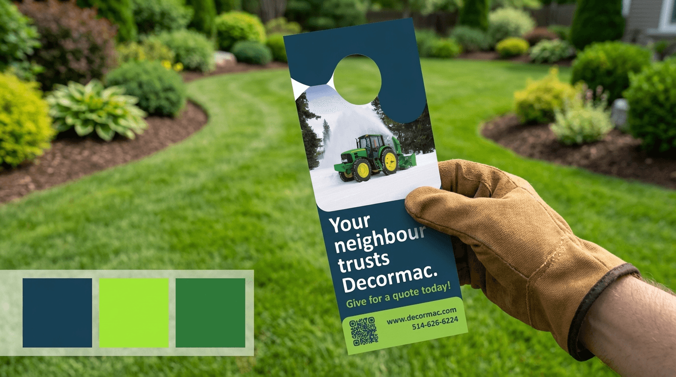 Decormac brand card in outdoor landscaping context